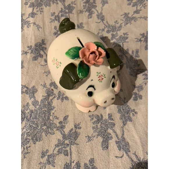 Vintage Hand-painted Lefton Piggy Bank - Picture 2 of 10